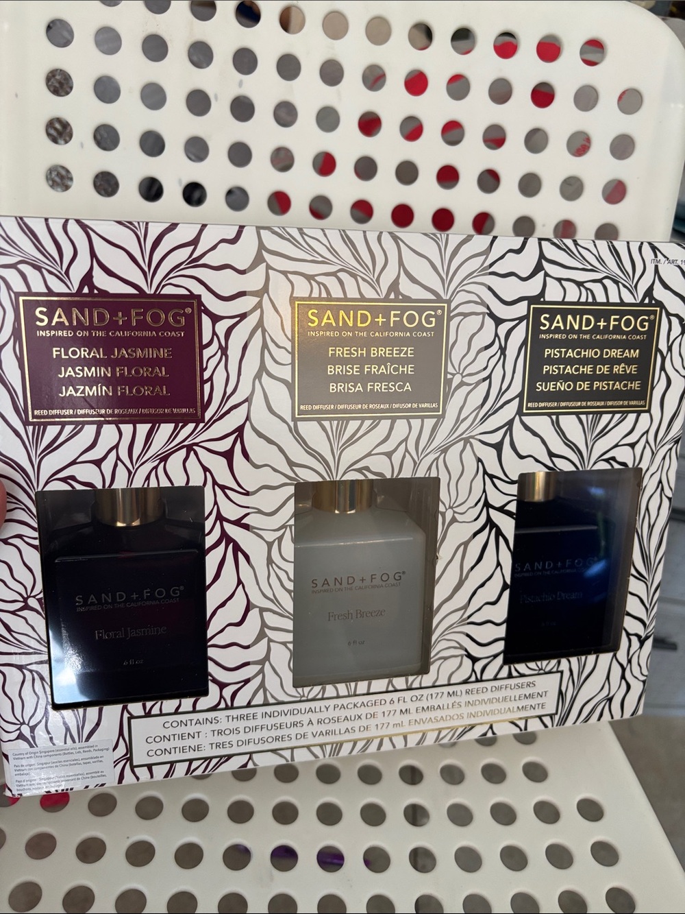 Sand + Fog Reed Diffuser Set of 3 Essential Oils 6oz Jasmine Pistachio Breeze